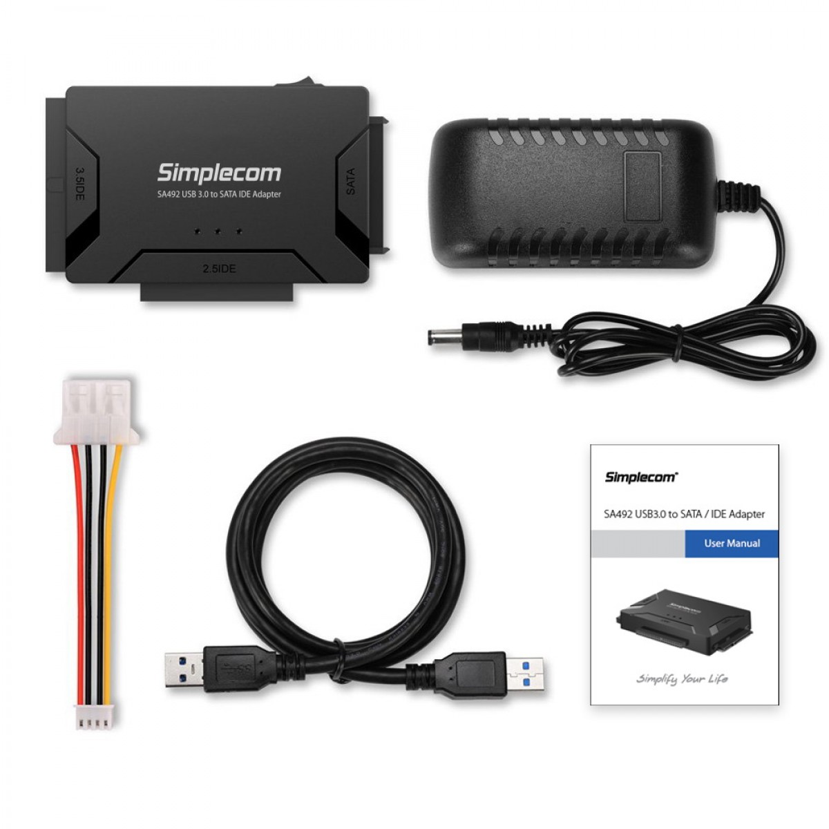 Simplecom SA492 USB to 2.5", SATA IDE Adapter with Power Supply